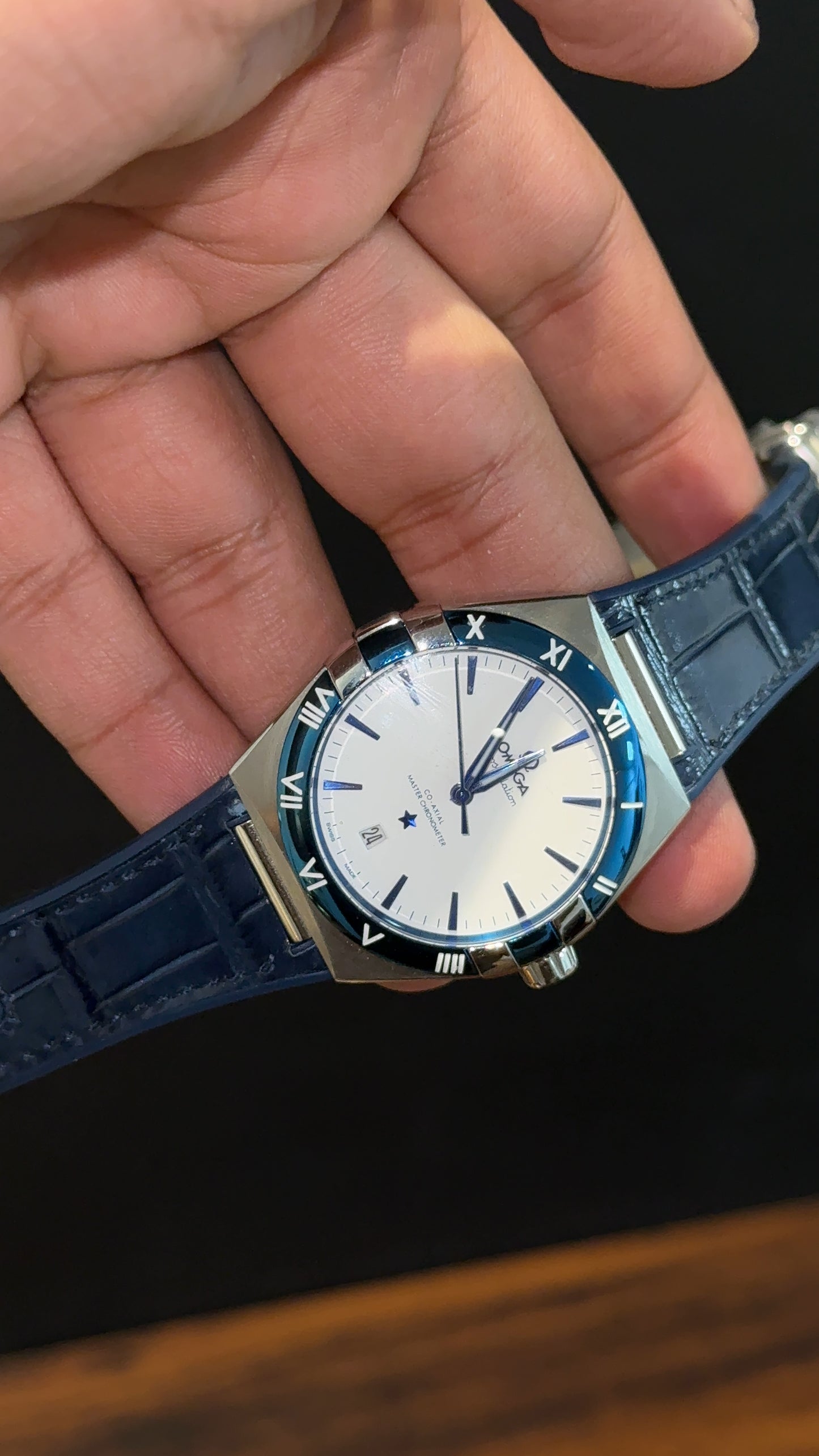 Omega Constellation | Silver Blue Case | Blue Strap | White Dial