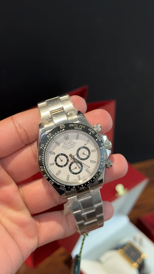 Daytona | Silver Chain | Black Chrono | White Dial
