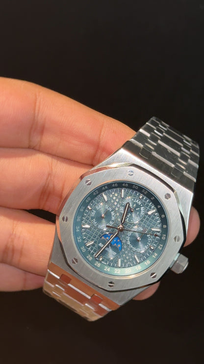 AP Auto | Silver Chain | Chrono | Calendar Edition | Blue Box Dial