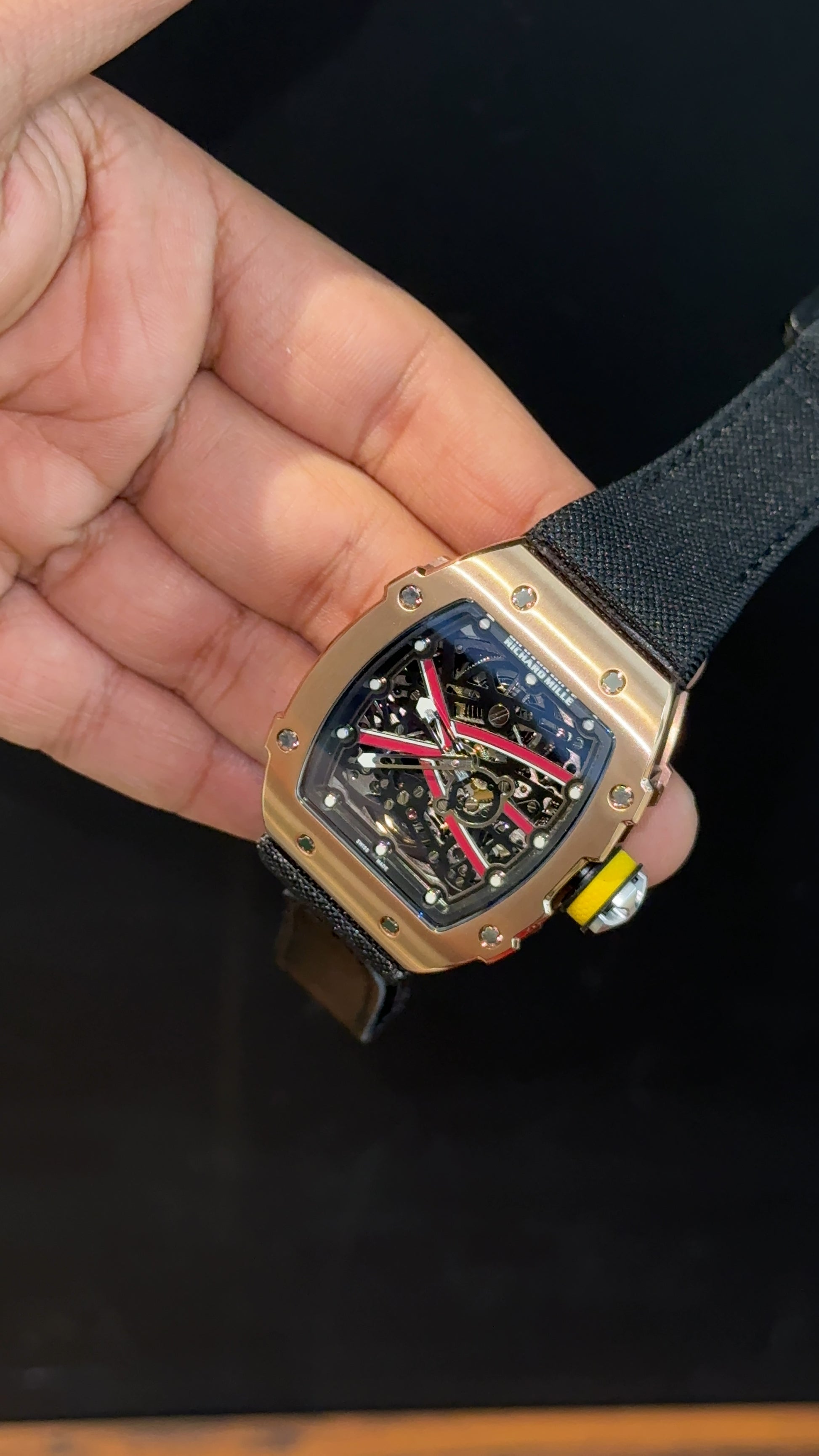 Premium Richard Mille | Rose | RM 67-02 Edition | Black Strap | Skeleton | Black Dial - twentyfour