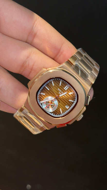 PP Auto | Single Time Edition | Rose Chain | Shaddy Golden Dial