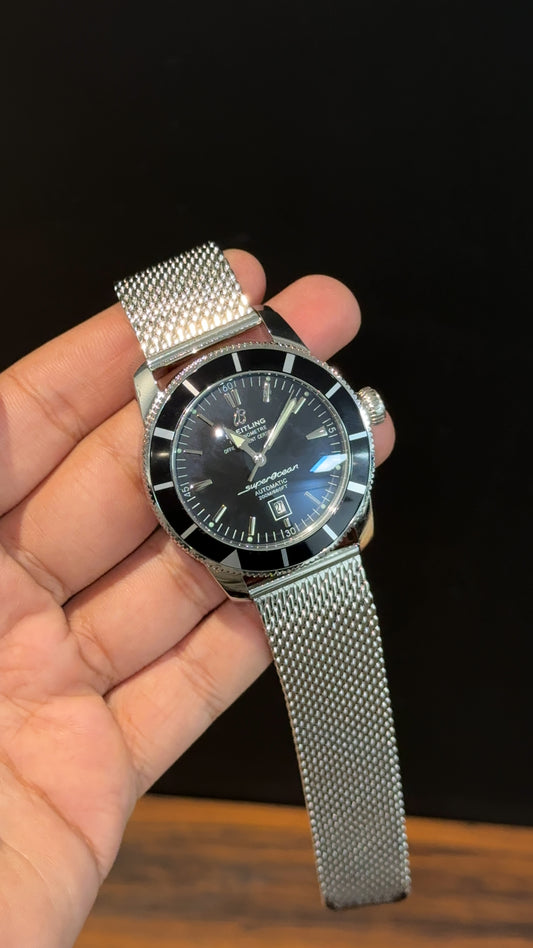Brietling | Silver Magnetic Chain | Black Dial