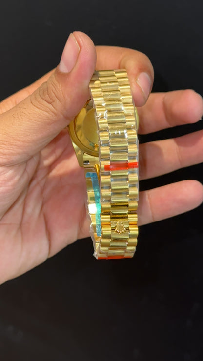Daydate | 36mm | Gold Chain | Diamond Case | Diamond Digit | Light Grey Dial - twentyfour