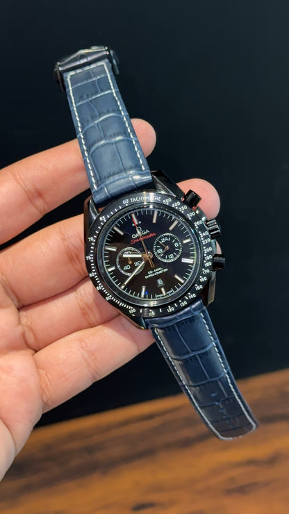 Omega Speedmaster | blue Strap | Black Case | Chrono | Black Dial