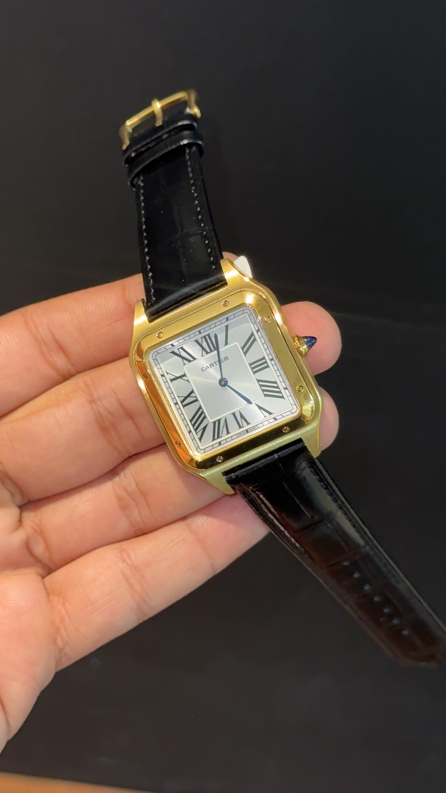 Cartier Dumont Lacquer | Gold Case | Black Leather Strap | White Dial - twentyfour