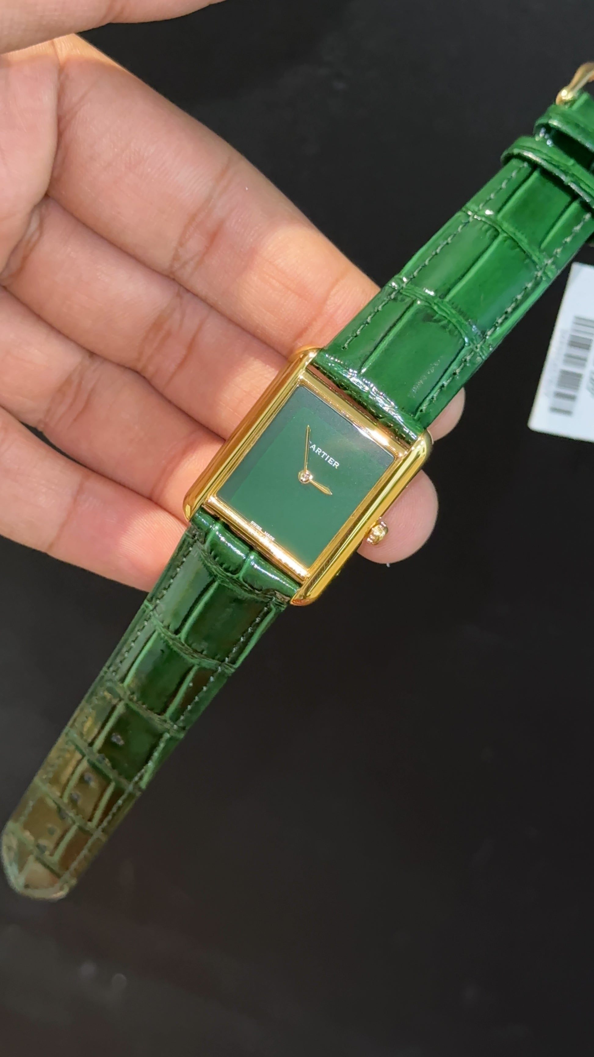 Cartier Tank | Gold | 36mm | Green Leather Strap | Green Dial - twentyfour