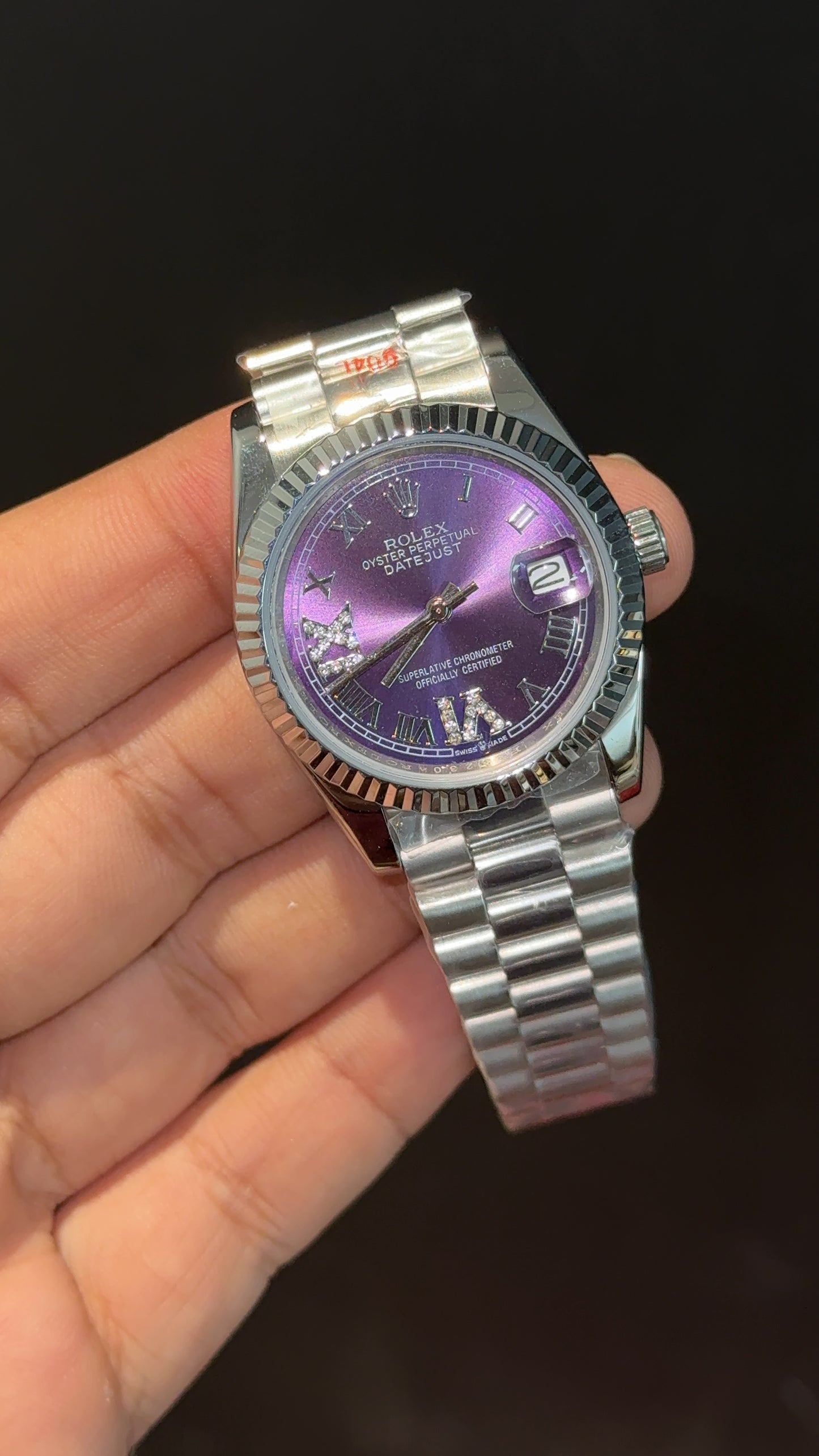 Datejust | 36mm | Silver President Chain | Purplish Dial