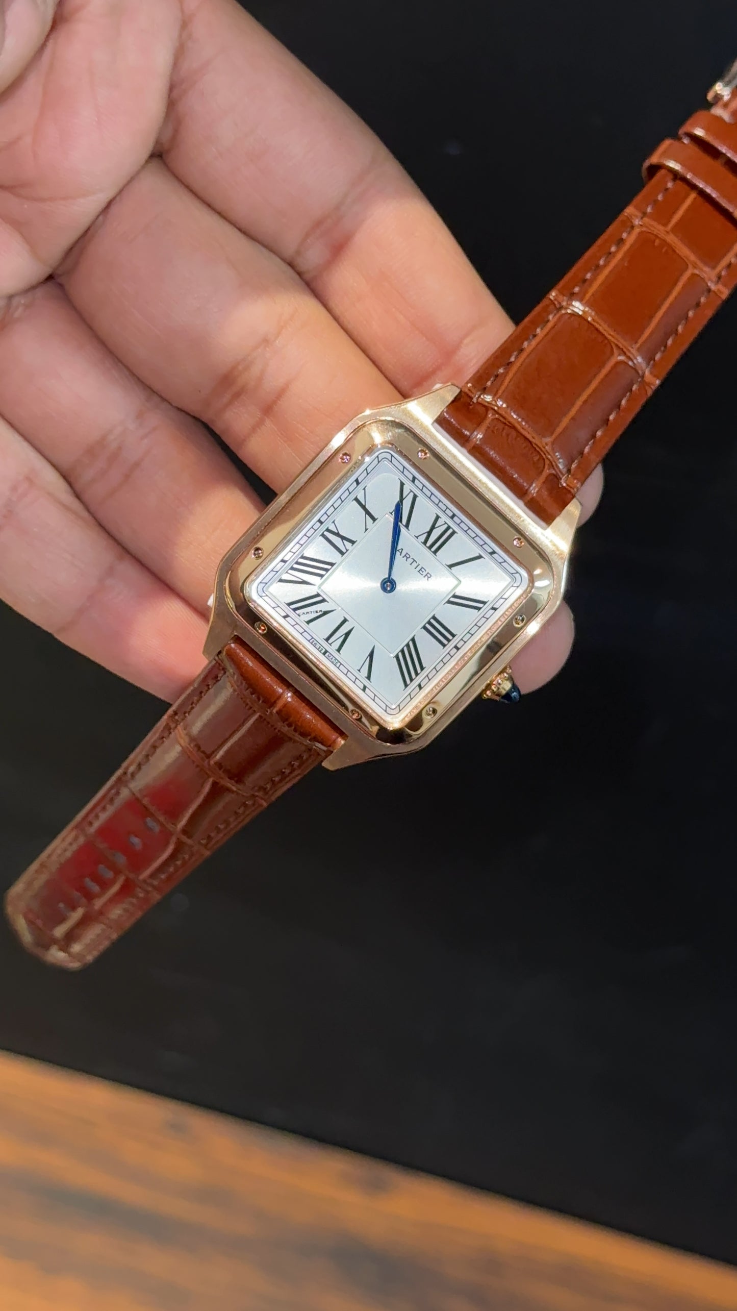 Cartier Dumont Lacquer | Rose Two Tone Case | Brown Leather Strap | White Dial - twentyfour