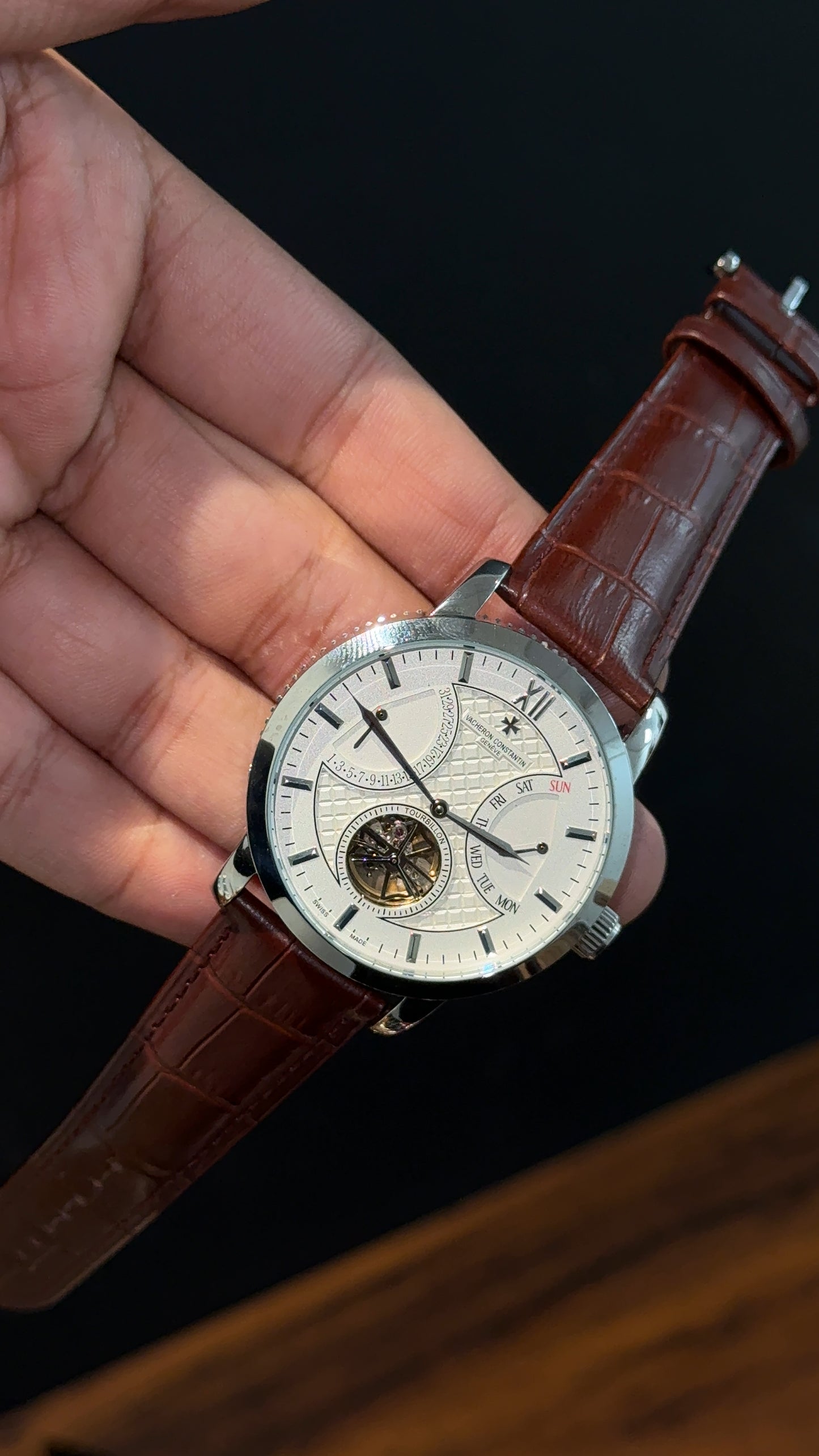 Vacheron Constantin | Brown Leather Strap | Tourbillion | White Dial