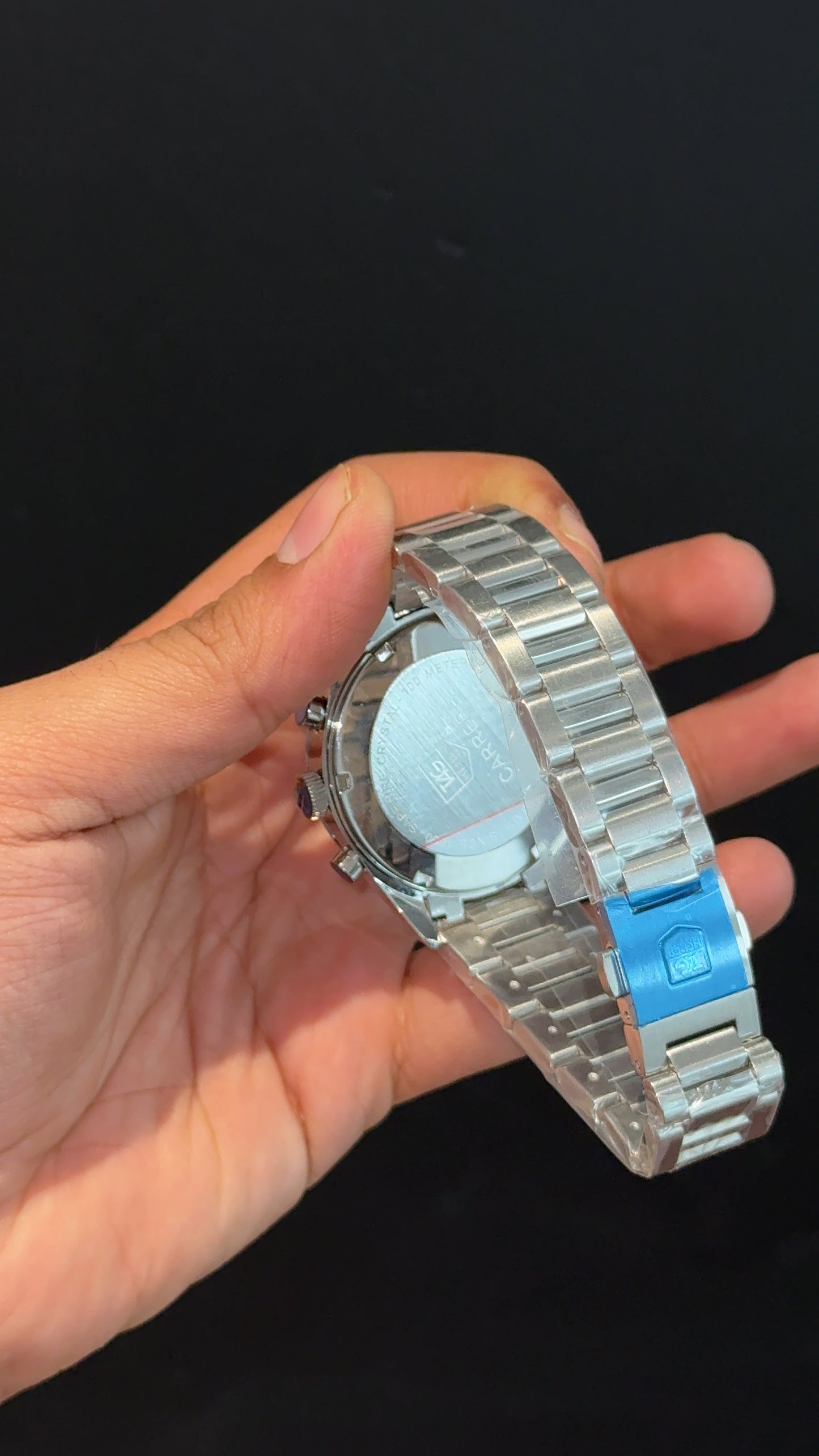 Tag Carrera | Calibre 16 | Silver Chain | Chrono | Blue Digits | White Dial