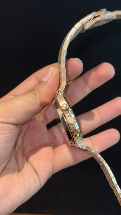 AP | Chrono | Rose Chain |  Black Plain Dial