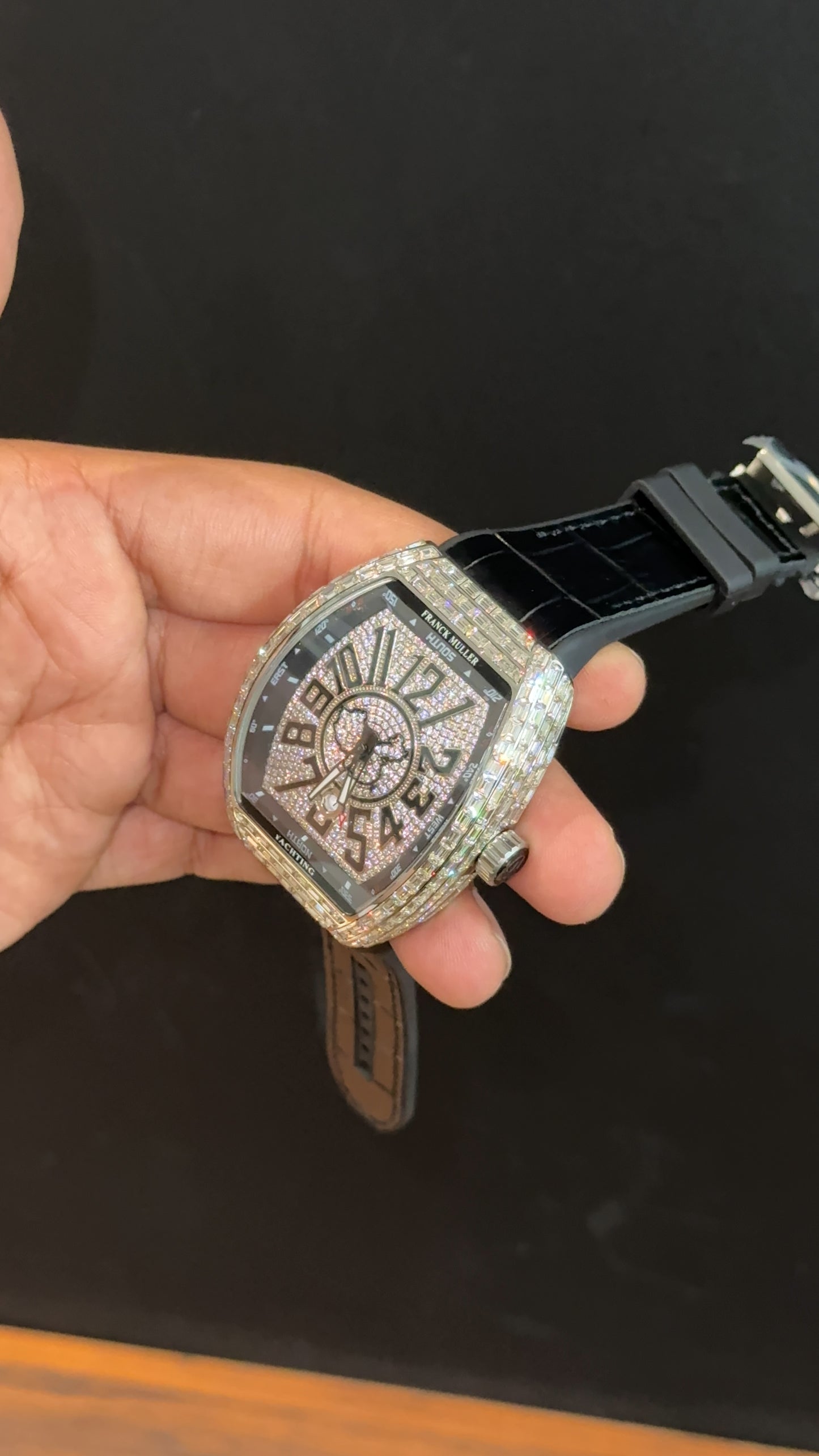 Premium Franck muller Silver | Black Leather Strap | Mother Of Pearl | Black Digit Dial - twentyfour