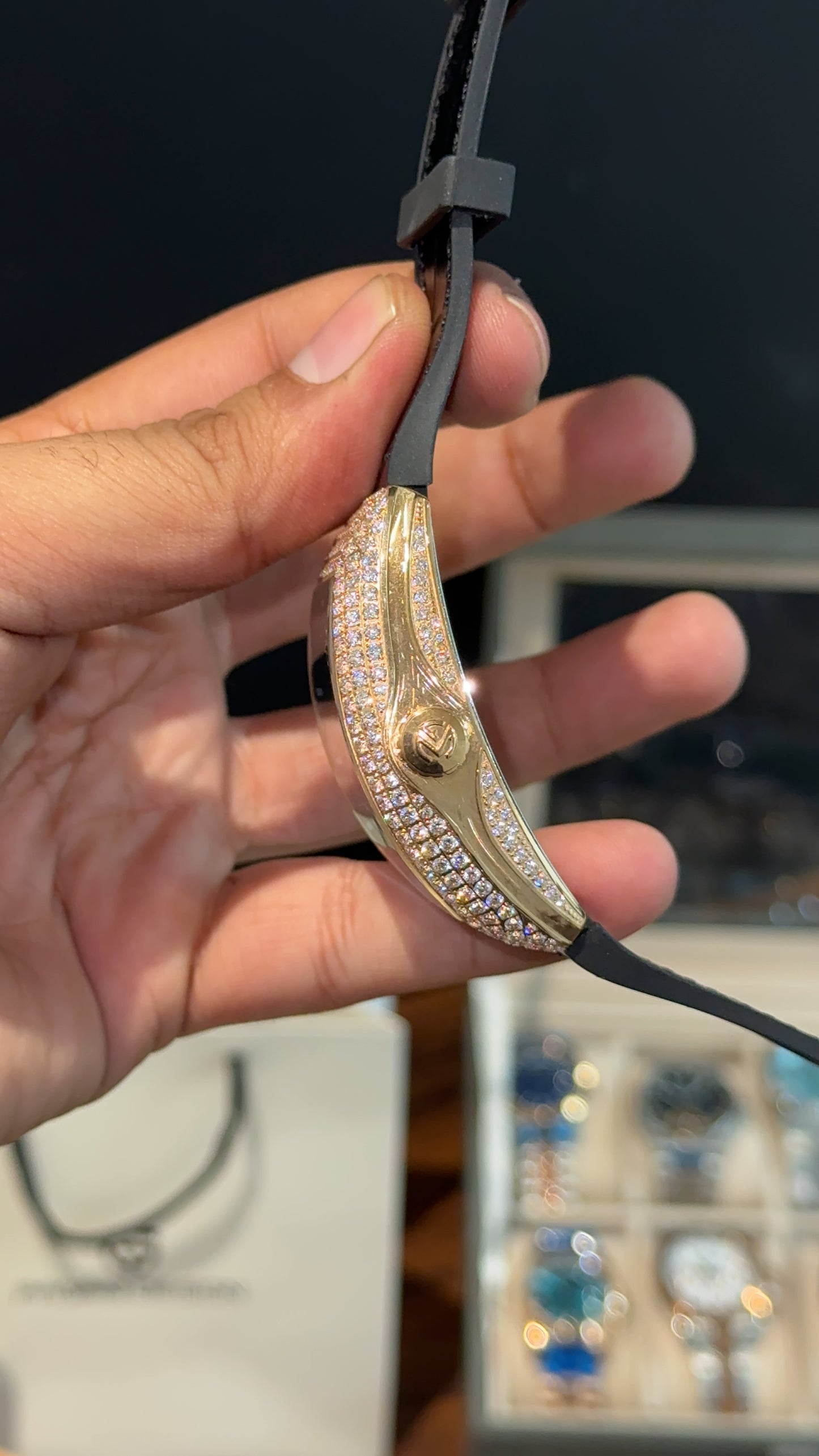 Premium Franck Muller | Curvex Skeleton | Rose Pearl Case | Black Leather Strap | Black Dial