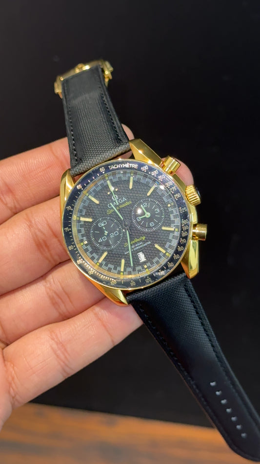 Omega Speedmaster | Gold Case | Chrono | Black Strap | Neon Digits | Black Dial - twentyfour