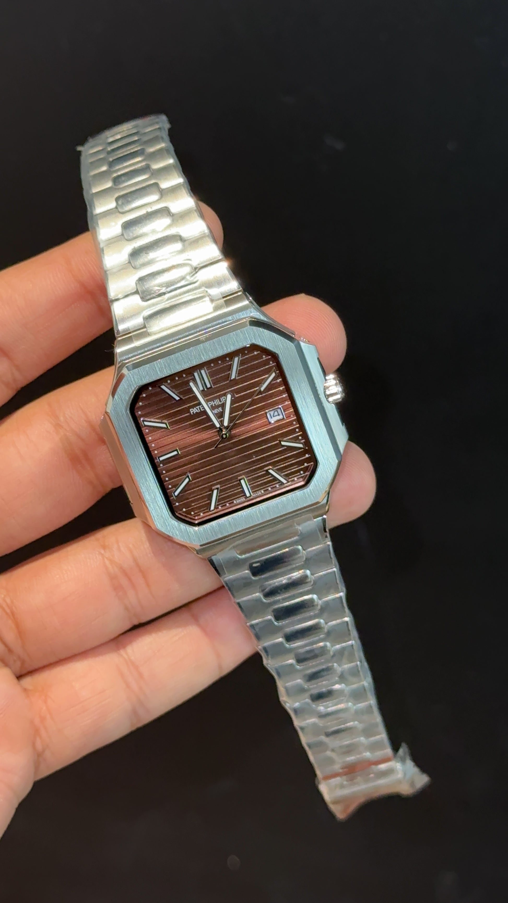 Pp Auto | Cubitus | Silver Chain | Brown Dial - twentyfour