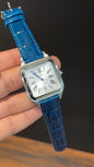 Cartier Dumont Lacquer | Silver Case | Blue Leather Strap | White Dial - twentyfour