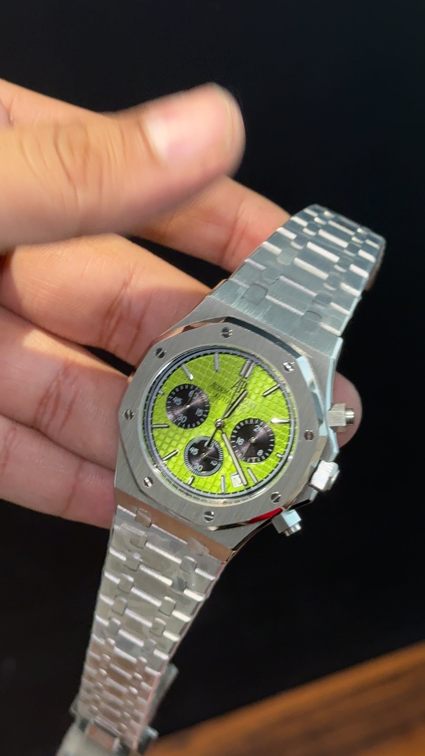 AP | Black Chrono | Silver Chain | Light Green Box Dial - twentyfour