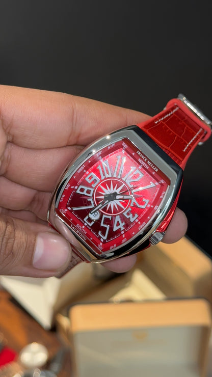Premium Franck Muller | Vanguard Edition | Red Leather Strap | Red Dial