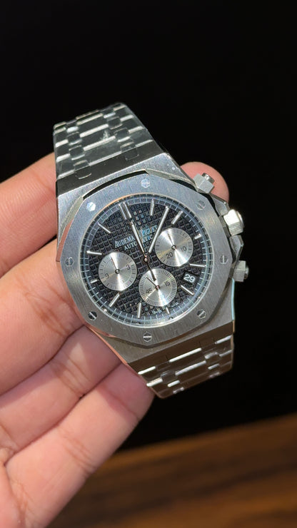 AP | Silver Chain | White Chrono | Black Dial