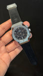 Hublot Auto | Silver Case | Chrono | Black Strap | Black Dial