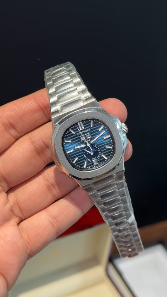 Pp Auto | Silver Chain | DayDate Edition | Moonphase | Blue Dial