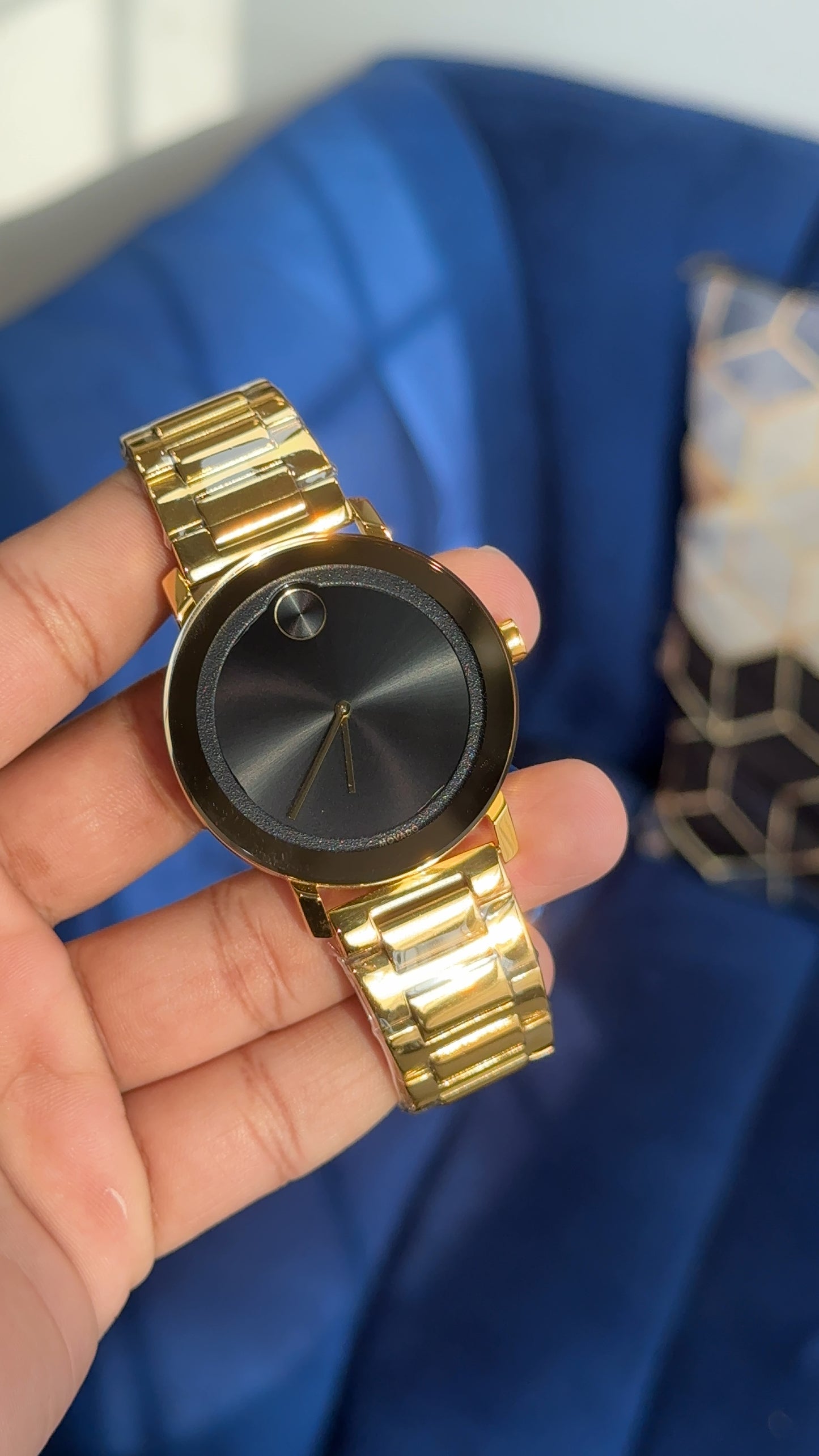 Movado Gold | Men Gold Chain | Black Circle Dial