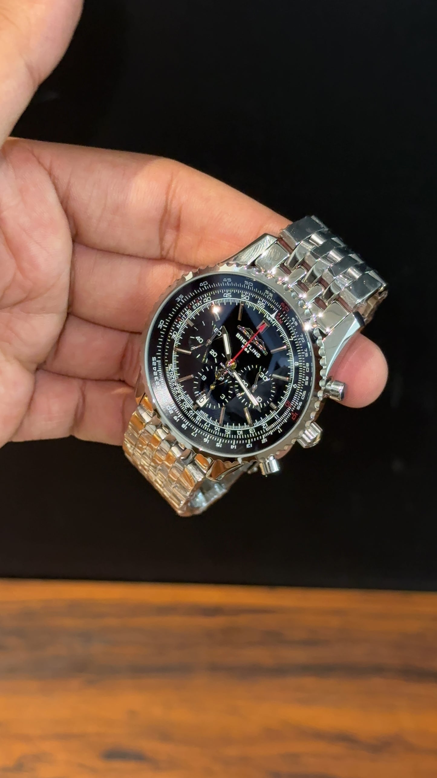 Brietling | Silver Jubilee Chain | Chrono |  Black Dial