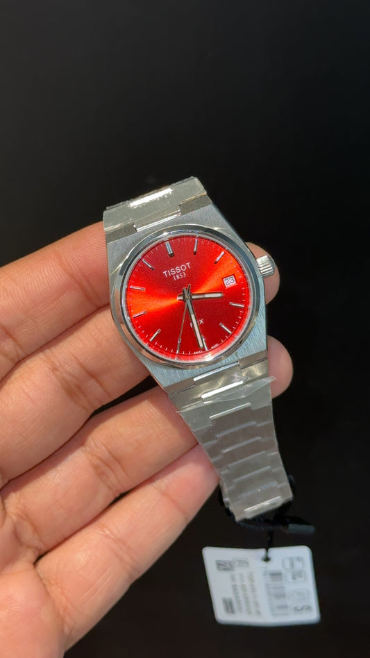 Tissot Prx | Quartz | Silver Chain | 35mm | Orange Plain Dial - twentyfour