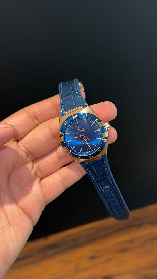 Omega Constellation | Silver Rose Case | Blue Strap | Blue Dial - twentyfour