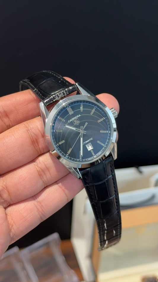 Tag Carrera | Back Leather Strap | Black Dial