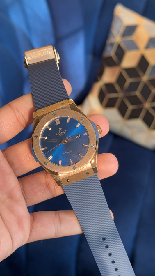 Hublot Rose Auto | Blue Dial | Pvc Strap