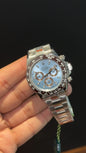 Daytona | Silver Chain | Chrono | Sky Blue Dial