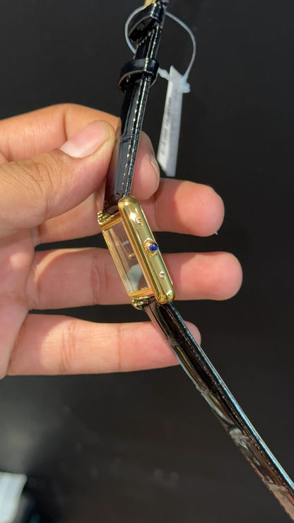 Cartier Tank | Gold | 36mm | Black Leather Strap | Black Dial - twentyfour