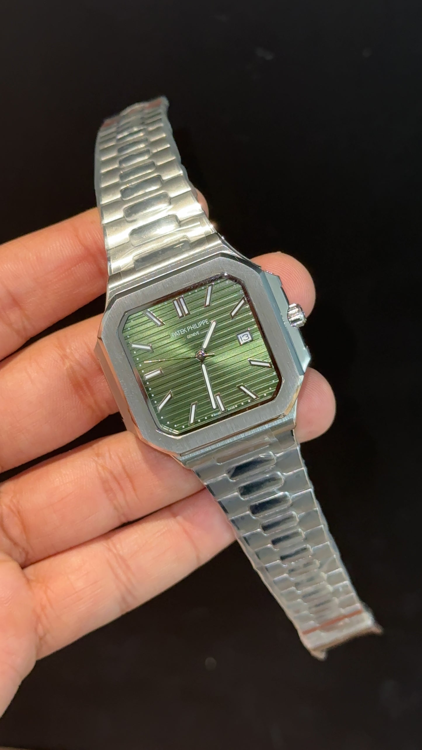 Pp Auto | Cubitus | Silver Chain | Green Dial - twentyfour