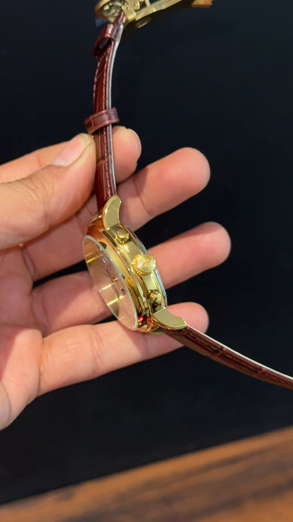 Patek Century | Auto | Gold Case | White Dial | Brown Leather Strap