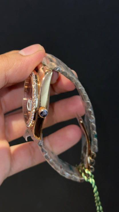 DayDate | Diamond Bezel | Rose Chain | Brown Dial