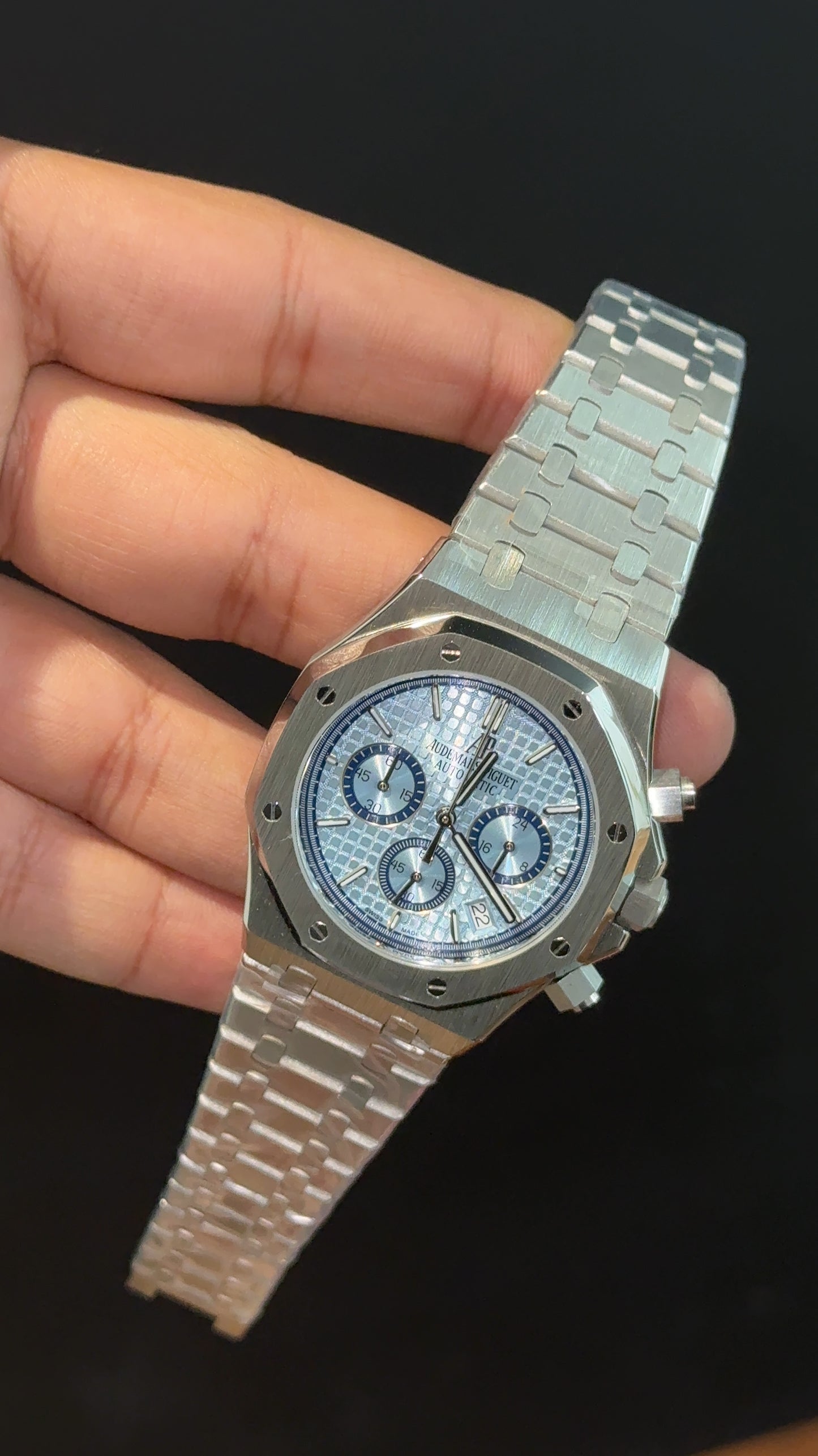 AP | Chrono | Silver Chain | Sky Blue Box Dial - twentyfour