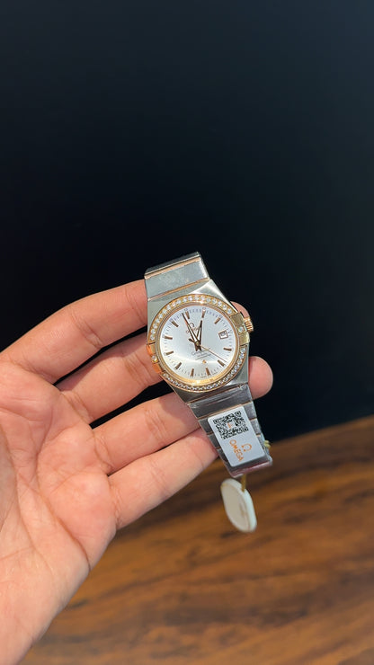 Omega Constellation | Rose Two Tone | Rose Diamond Bezel | White Dial