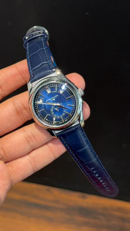 Pp Auto | Annual Calendar Edition | Silver | Blue Strap | Blue Dial - twentyfour