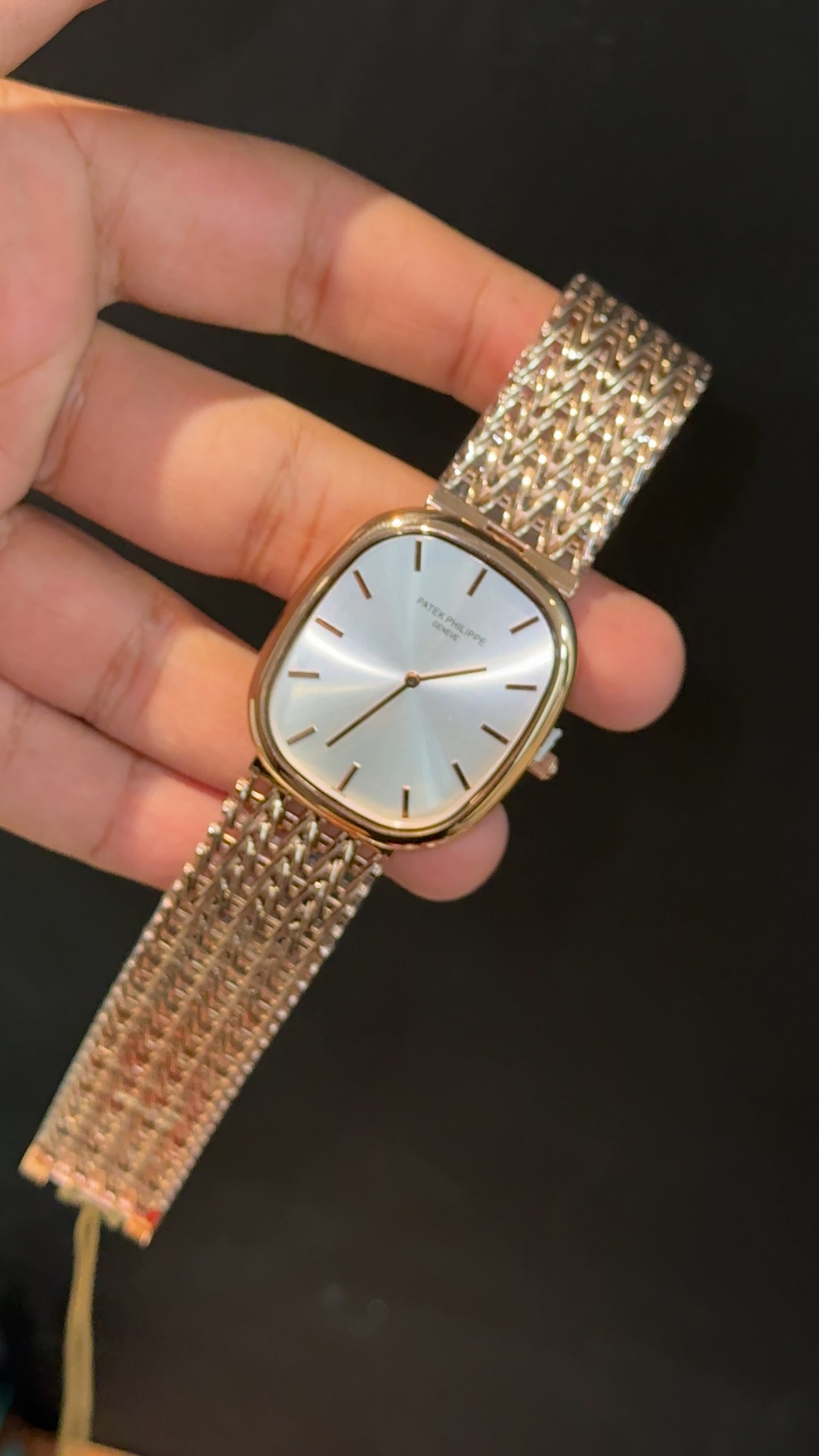 Pp Ellipse | Rose Mesh Chain | White Ebony Dial