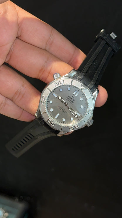 Omega Seamaster | Grey Bezel | Black Strap | Grey Dial - twentyfour