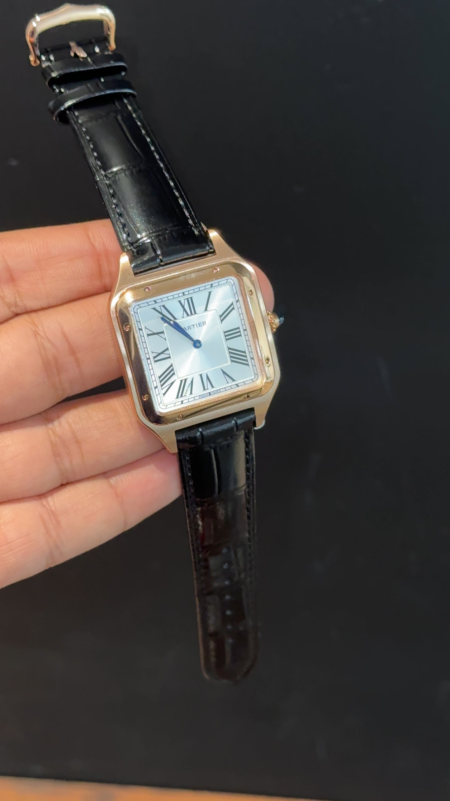 Cartier Dumont Lacquer | Rose Case | Black Leather Strap | White Dial - twentyfour