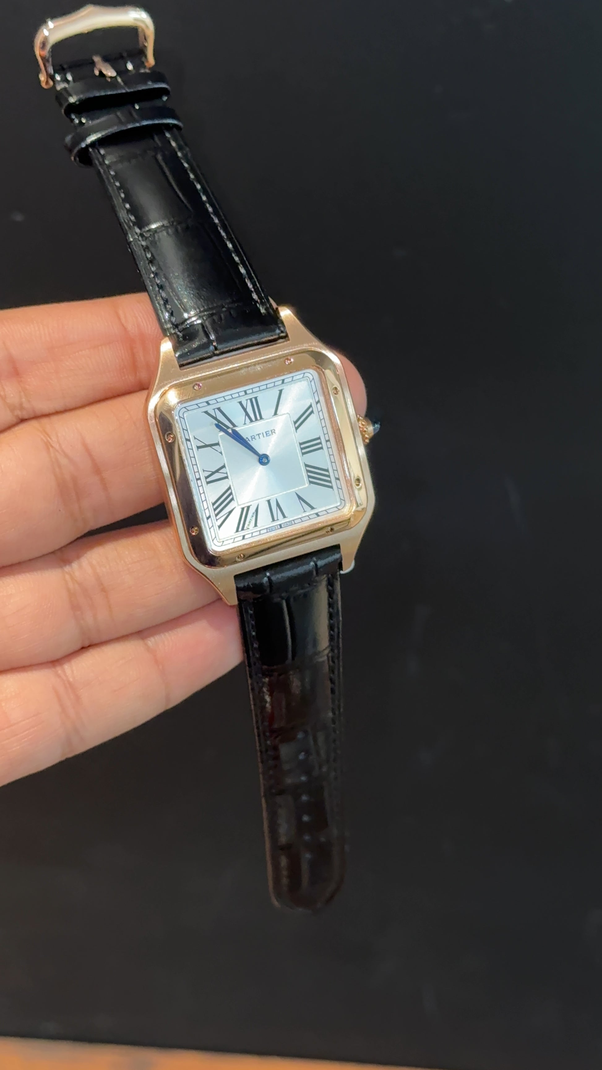 Cartier Dumont Lacquer | Rose Case | Black Leather Strap | White Dial - twentyfour