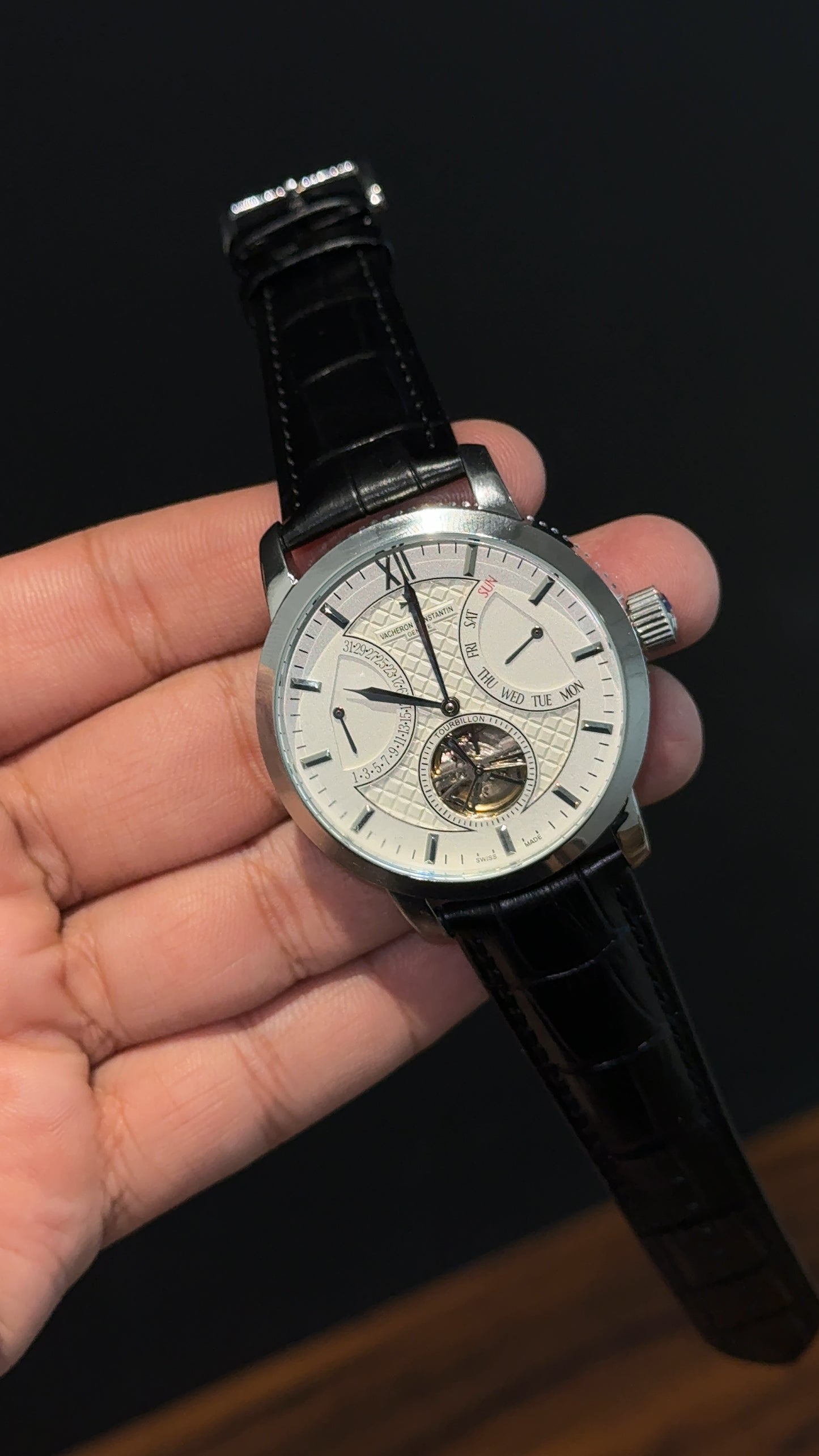 Vacheron Constantin | Black Leather Strap | Tourbillion | White Dial