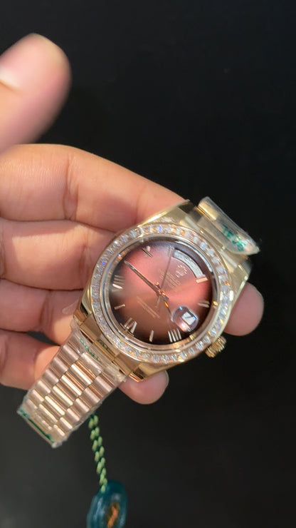DayDate | Diamond Bezel | Rose Chain | Shaddy Brown Dial