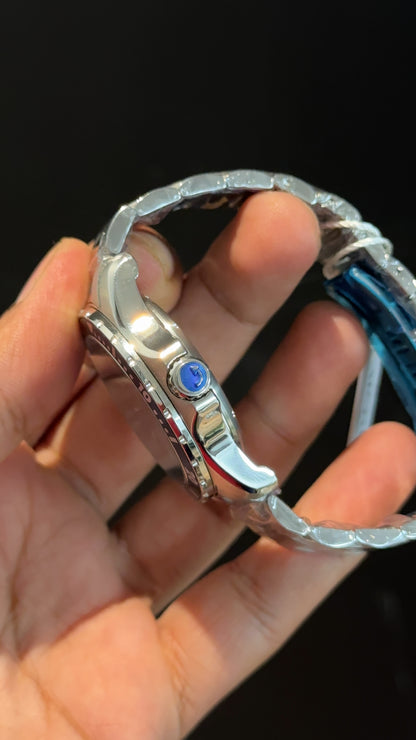 Movado | Silver Chain | Blue Plain Dial