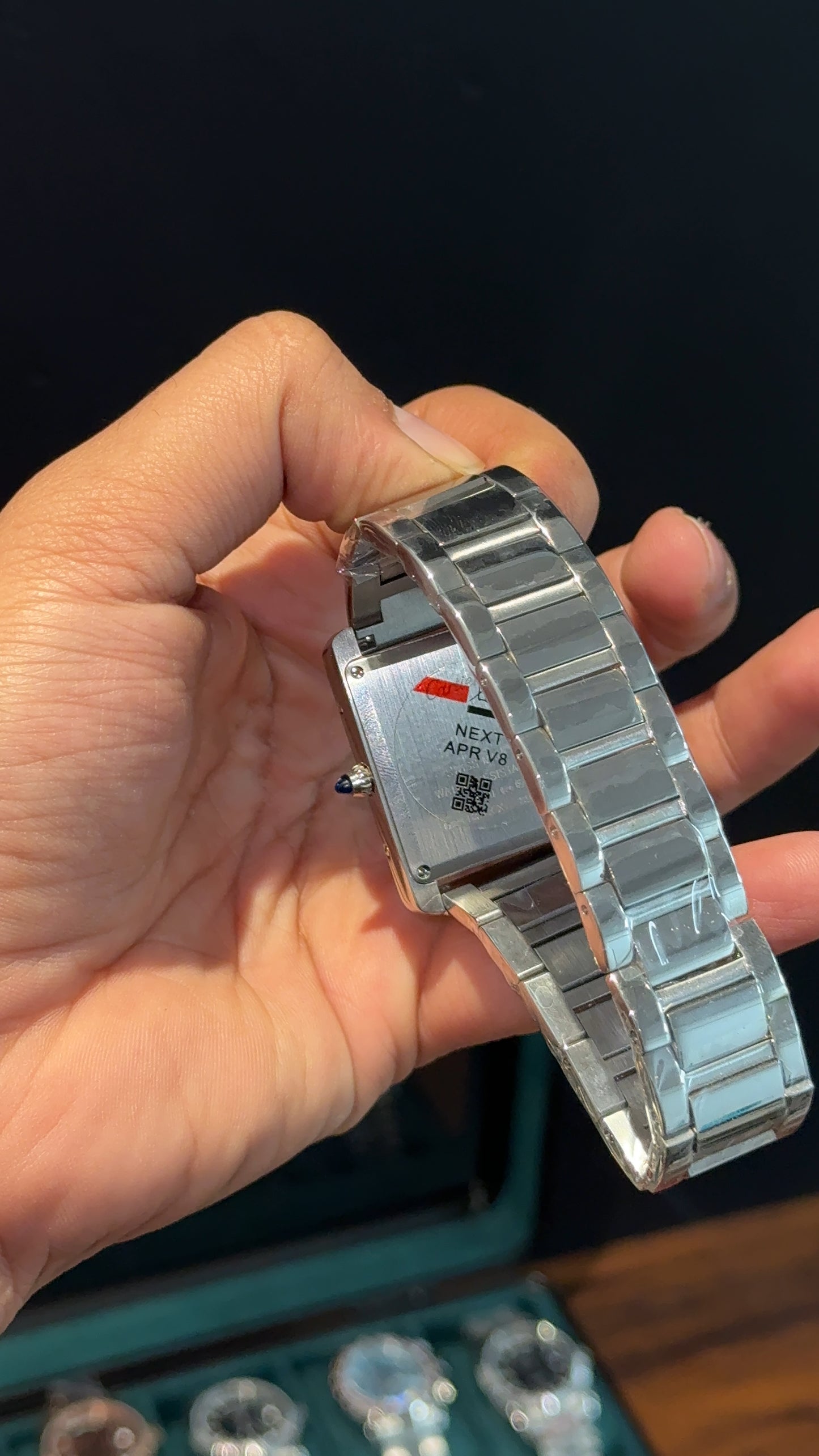 Cartier Tank | Silver Chain | Black Dial