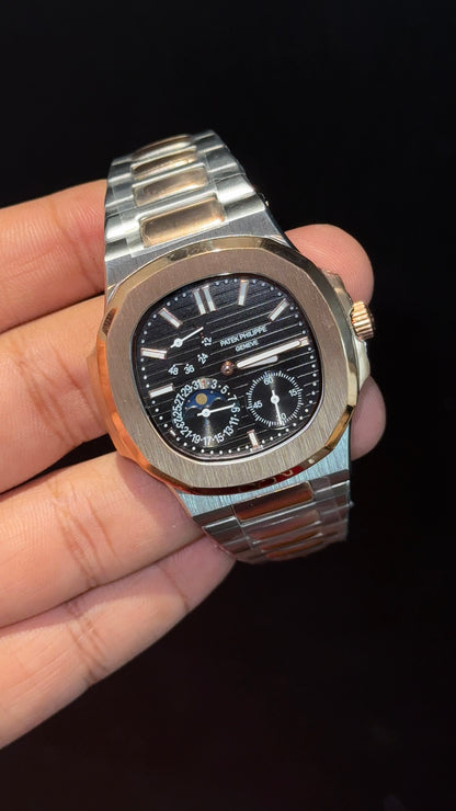 Pp Auto | Moonphase | Rose Two Tone | Sub Black Dials