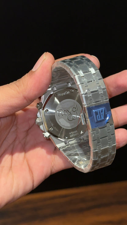 AP | Silver Chain | White Chrono | Black Dial