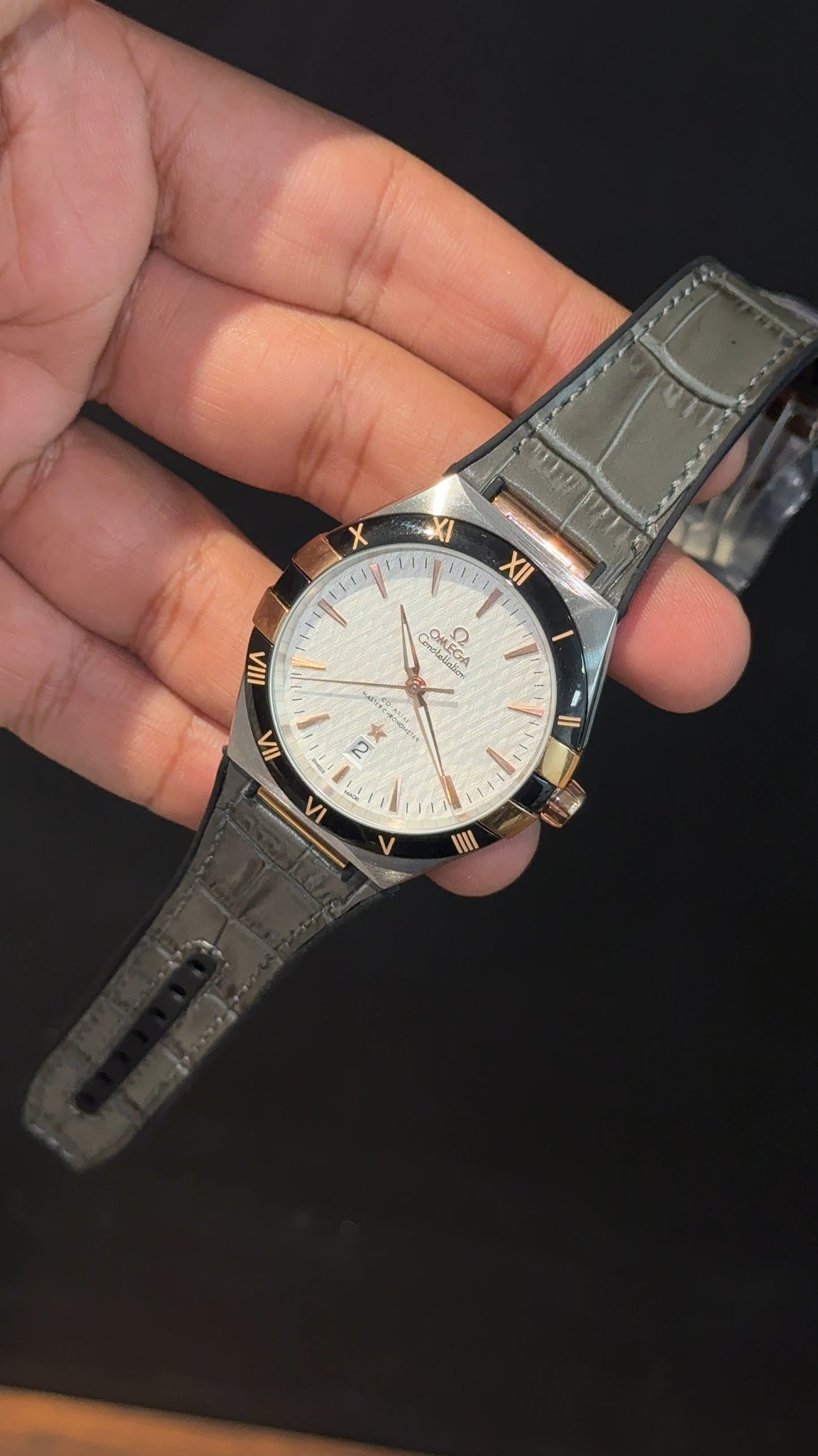 Omega Constellation | Silver Black Case | Black Strap | White Dial - twentyfour